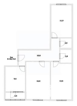 3-к квартира, вторичка, 67м2, 1/8 этаж