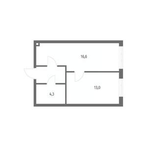 1-к квартира, вторичка, 38м2, 4/8 этаж