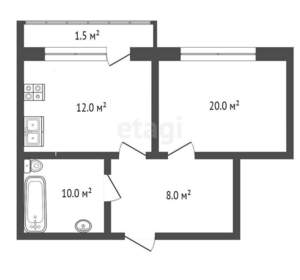 1-к квартира, вторичка, 46м2, 12/19 этаж
