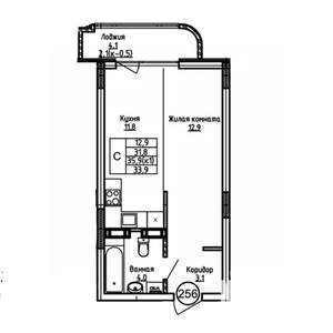 Студия квартира, вторичка, 34м2, 6/9 этаж