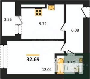 1-к квартира, вторичка, 33м2, 2/9 этаж