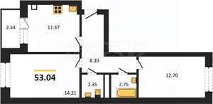2-к квартира, вторичка, 60м2, 6/9 этаж