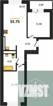 2-к квартира, вторичка, 56м2, 3/9 этаж