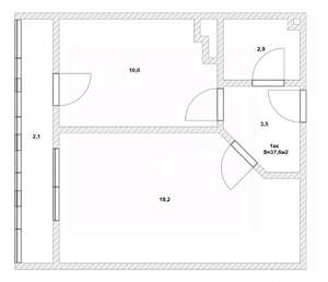 1-к квартира, вторичка, 38м2, 11/12 этаж