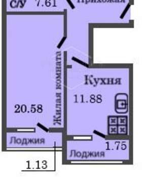 1-к квартира, вторичка, 51м2, 4/12 этаж