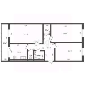 3-к квартира, вторичка, 73м2, 2/5 этаж
