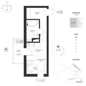 Студия квартира, вторичка, 26м2, 7/7 этаж