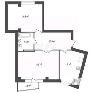 2-к квартира, вторичка, 64м2, 9/9 этаж