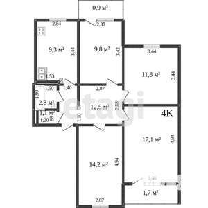 4-к квартира, вторичка, 84м2, 7/14 этаж