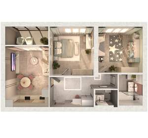 2-к квартира, сданный дом, 69м2, 1/4 этаж