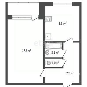 1-к квартира, вторичка, 39м2, 2/5 этаж