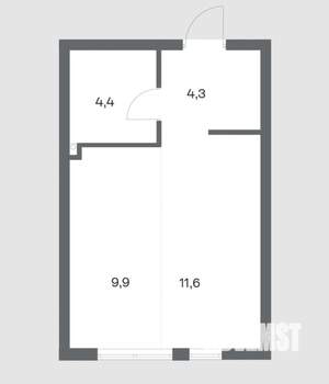 1-к квартира, строящийся дом, 30м2, 1/18 этаж
