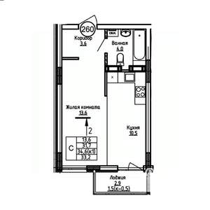 Студия квартира, вторичка, 33м2, 7/9 этаж