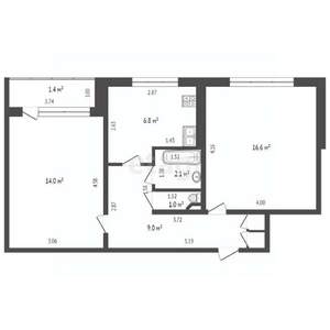2-к квартира, вторичка, 50м2, 8/9 этаж