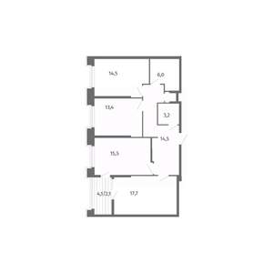 3-к квартира, вторичка, 87м2, 13/13 этаж