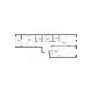 2-к квартира, строящийся дом, 70м2, 7/8 этаж