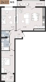 2-к квартира, вторичка, 80м2, 2/10 этаж