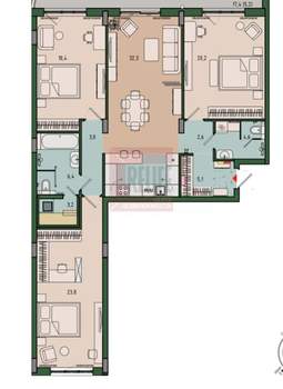 3-к квартира, вторичка, 126м2, 8/13 этаж