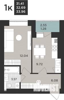 1-к квартира, вторичка, 34м2, 1/9 этаж