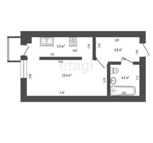Студия квартира, вторичка, 28м2, 4/4 этаж