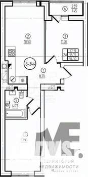 2-к квартира, вторичка, 56м2, 8/9 этаж