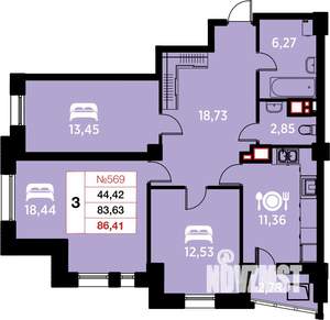 3-к квартира, вторичка, 86м2, 10/25 этаж