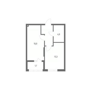 1-к квартира, строящийся дом, 40м2, 5/8 этаж