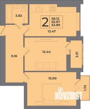 2-к квартира, вторичка, 58м2, 8/8 этаж