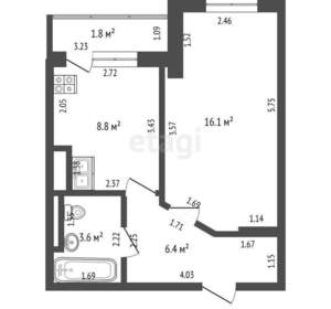 1-к квартира, вторичка, 35м2, 3/9 этаж