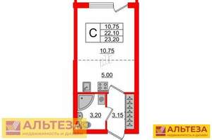 Студия квартира, сданный дом, 24м2, 3/16 этаж