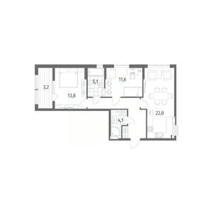 2-к квартира, вторичка, 73м2, 7/8 этаж