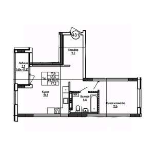 1-к квартира, вторичка, 47м2, 9/9 этаж