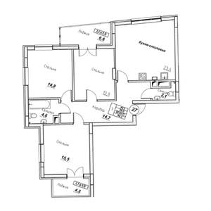 3-к квартира, вторичка, 94м2, 5/7 этаж