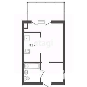 1-к квартира, вторичка, 25м2, 1/5 этаж