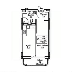 Студия квартира, вторичка, 31м2, 3/9 этаж