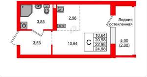 Студия квартира, вторичка, 25м2, 2/9 этаж
