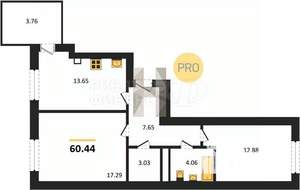 3-к квартира, вторичка, 67м2, 2/9 этаж