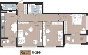 3-к квартира, строящийся дом, 91м2, 3/10 этаж