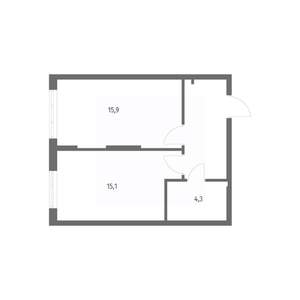 1-к квартира, строящийся дом, 43м2, 4/8 этаж