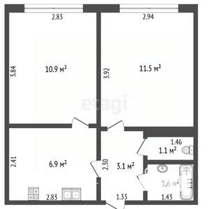 2-к квартира, вторичка, 35м2, 2/4 этаж