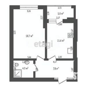 1-к квартира, вторичка, 45м2, 6/10 этаж
