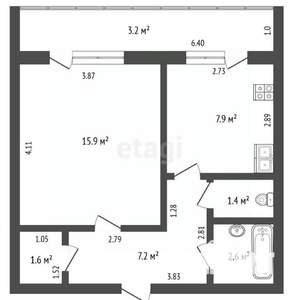 1-к квартира, вторичка, 37м2, 5/5 этаж