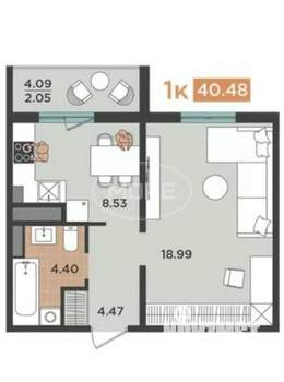 1-к квартира, вторичка, 41м2, 10/10 этаж
