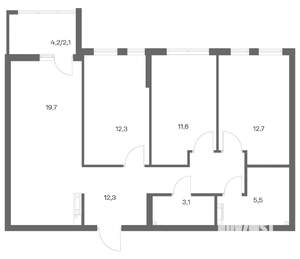 3-к квартира, строящийся дом, 79м2, 8/18 этаж