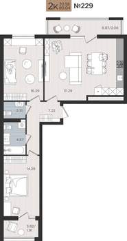 2-к квартира, вторичка, 80м2, 6/10 этаж