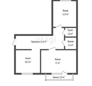 2-к квартира, вторичка, 58м2, 3/9 этаж