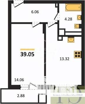 1-к квартира, вторичка, 39м2, 8/9 этаж