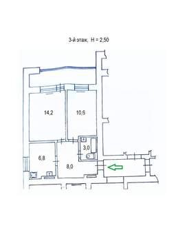 2-к квартира, вторичка, 43м2, 3/7 этаж