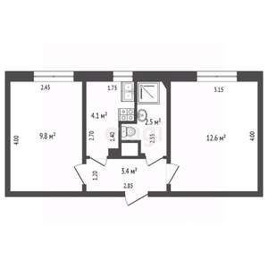 2-к квартира, вторичка, 32м2, 1/3 этаж