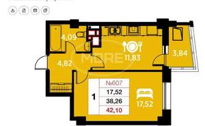1-к квартира, вторичка, 42м2, 14/25 этаж
